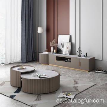 La mesa de centro redonda de lujo fija la mesa auxiliar de cristal de mármol de los muebles del acero inoxidable de la sala de estar